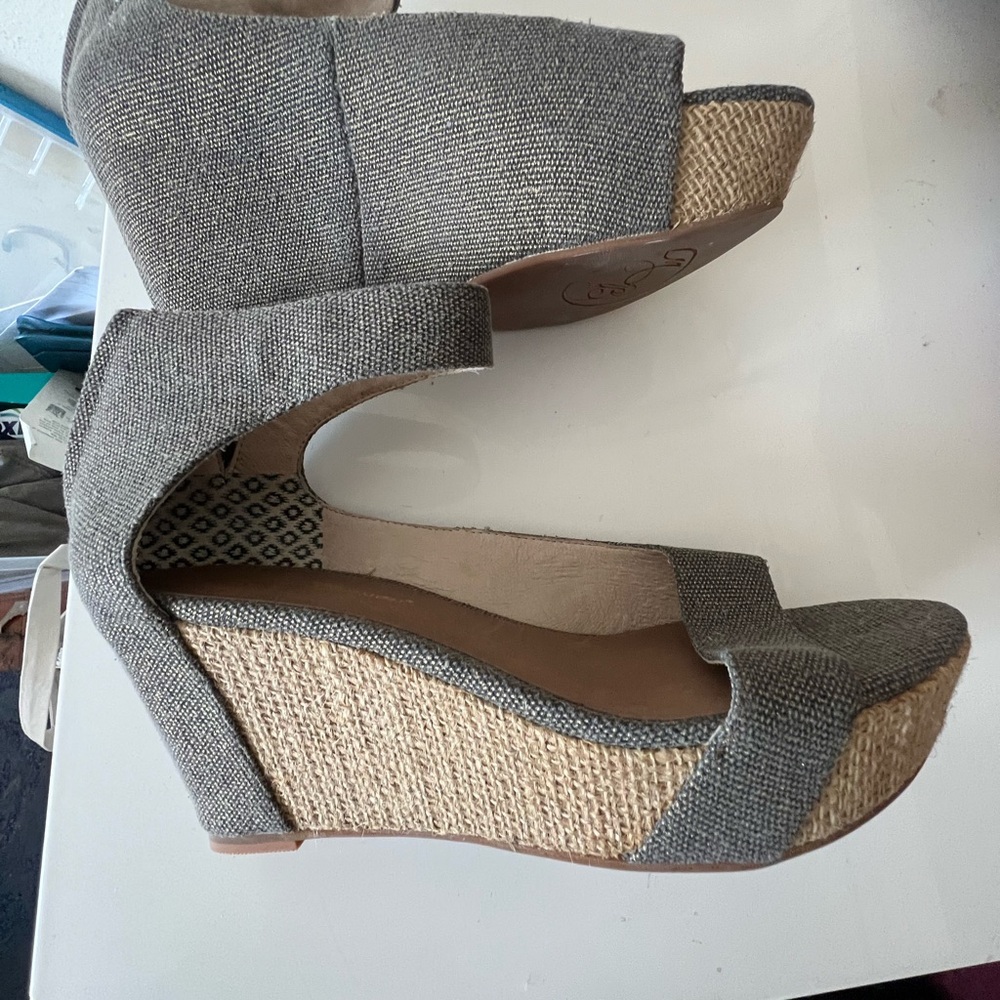 Charcoal and Beige Wedge Sandals * new
